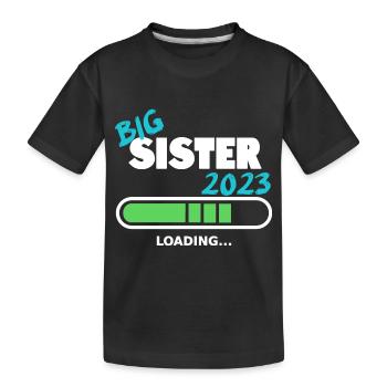 Sister 2023 load baby birth family design - Kids' Premium Organic T-Shirt - black - Front