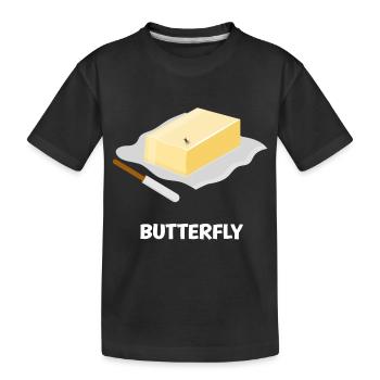 Lustiges Schmetterling Wortspiel Butter Fliege - Kinder Premium Bio T-Shirt - Schwarz - Vorne