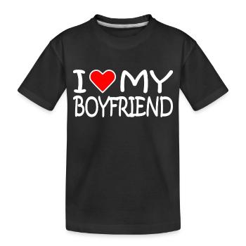 I love my boyfriend - Kids' Premium Organic T-Shirt - black - Front
