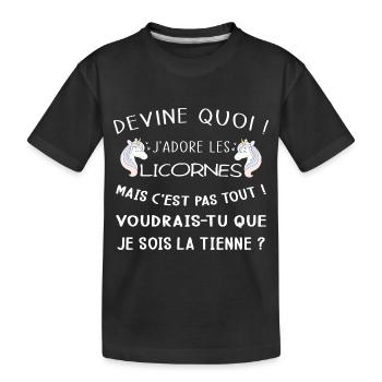 Devine quoi ! Je t'adore je veux être ta licorne ! - T-shirt bio Premium Enfant - noir - Devant