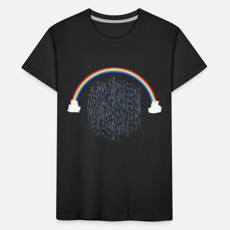 Rainbow with Rain Drops Pattern Kids' Premium Organic T-Shirt