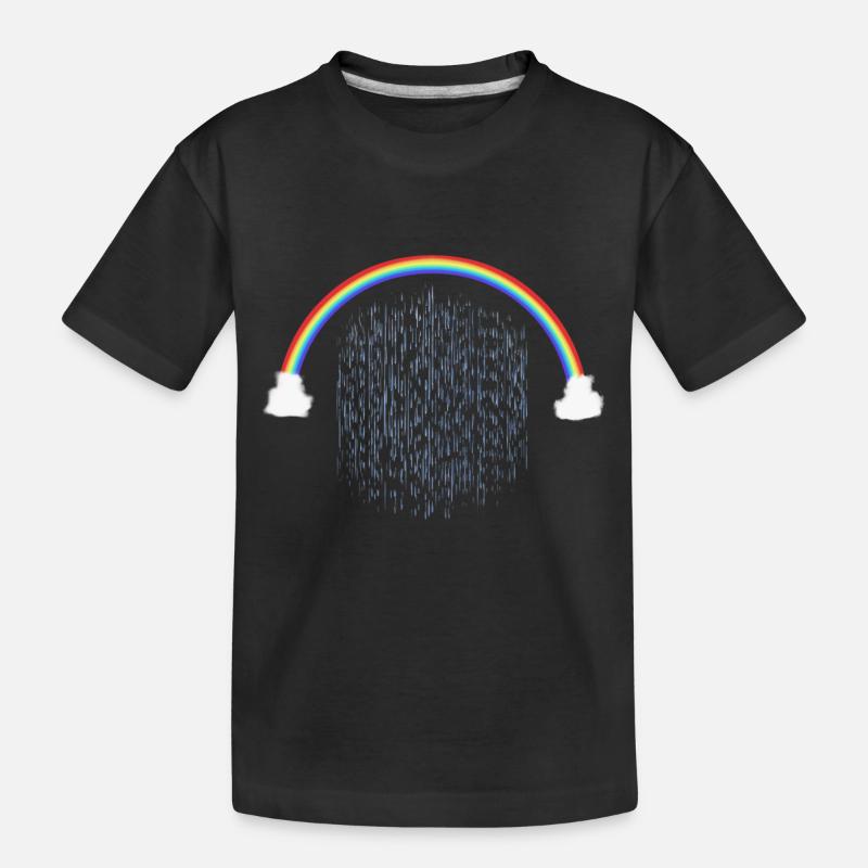 Rainbow with Rain Drops Pattern - Kids' Premium Organic T-Shirt - black
