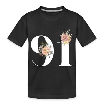91st Anniversary Flowers (Gift of 91 years) - Kids' Premium Organic T-Shirt - black - Front