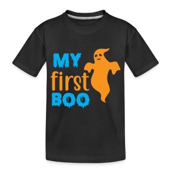 Mein erster Boo - Halloween-Humor - Kinder Premium Bio T-Shirt - Schwarz - Vorne