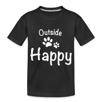 Outside dog happy dog walking - Kids' Premium Organic T-Shirt - black - Front