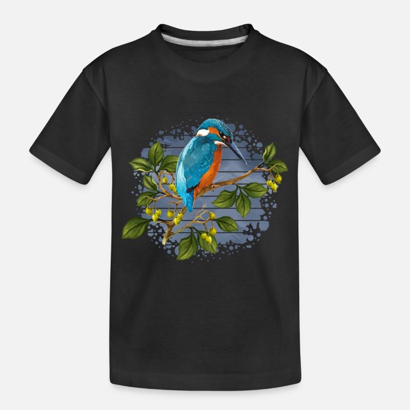 Bunter Vogel - Kinder Premium Bio T-Shirt - Schwarz
