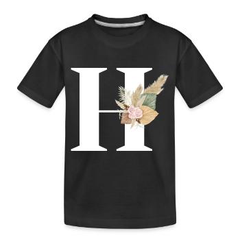 lettre H fleuris - T-shirt bio Premium Enfant - noir - Devant