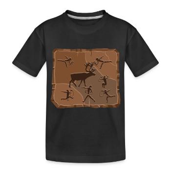 Hirsch Steinzeit - Kinder Premium Bio T-Shirt - Schwarz - Vorne