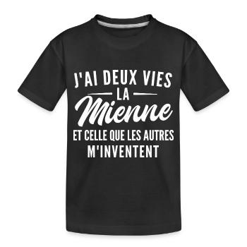 j ai deux vies / cadeau humoristique - T-shirt bio Premium Enfant - noir - Devant