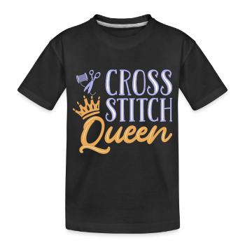 Broderie au point de croix au point de croix - T-shirt bio Premium Enfant - noir - Devant