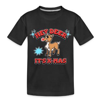 Hey Deer It's X-Mas - Christmas Motif - Kids' Premium Organic T-Shirt - black - Front