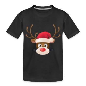 Rehkitz mit roter Nase - Kinder Premium Bio T-Shirt - Schwarz - Vorne