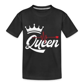 Queen, King. Couple gift idea - Kids' Premium Organic T-Shirt - black - Front