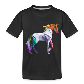 Origami Geometrie Pferd bunt modern arty - Kinder Premium Bio T-Shirt - Schwarz - Vorne