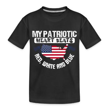 MEIN PATRIOTISCHES HERZ SCHLÄGT ROT, WEISS UND BLAU - Kinder Premium Bio T-Shirt - Schwarz - Vorne