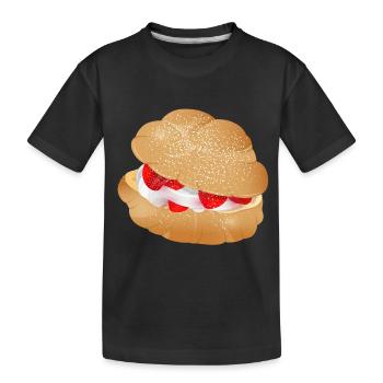 Cream puff stuffed with cream and strawberries - Kids' Premium Organic T-Shirt - black - Front