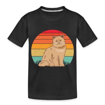 Chat persan rétro - T-shirt bio Premium Enfant - noir - Devant