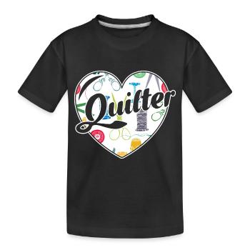 Quilter Full Heart - Kids' Premium Organic T-Shirt - black - Front