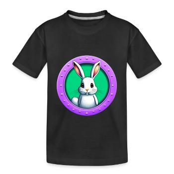 Rabbit plays Easter - Kids' Premium Organic T-Shirt - black - Front