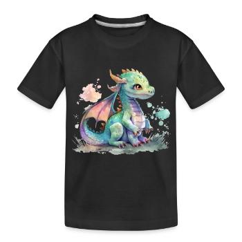 Süßer kleiner Drache - Kinder Premium Bio T-Shirt - Schwarz - Vorne