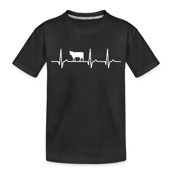 Courbe ECG - courbe cardiaque - pouls - vache - nature - T-shirt bio Premium Enfant - noir - Devant