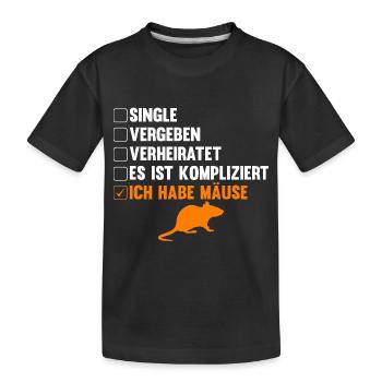 Es ist kompliziert ich habe Mäuse - Kinder Premium Bio T-Shirt - Schwarz - Vorne