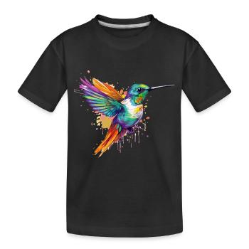 Ozi der Kolibri - Kinder Premium Bio T-Shirt - Schwarz - Vorne