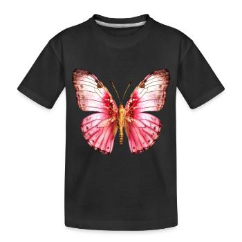 Exotic pink butterfly pink - Kids' Premium Organic T-Shirt - black - Front
