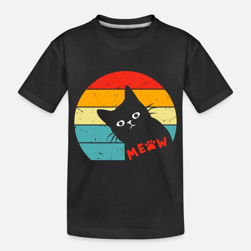 Retro Schwarze Katze 3 - Kinder Premium Bio T-Shirt - Schwarz