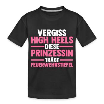 Feuerwehr Feuerwehrfrau - Kinder Premium Bio T-Shirt - Schwarz - Vorne