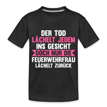 Feuerwehr Feuerwehrfrau - Kinder Premium Bio T-Shirt - Schwarz - Vorne
