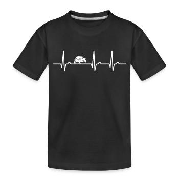 Courbe ECG - Courbe cardiaque - Pouls - Tortue - T-shirt bio Premium Enfant - noir - Devant