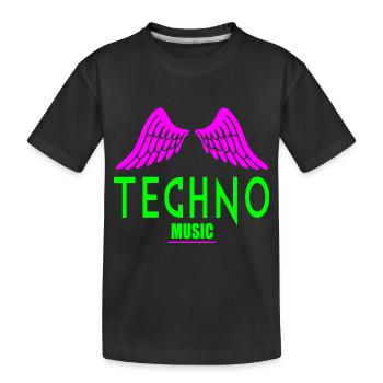 Techno music angel wings - Kids' Premium Organic T-Shirt - black - Front