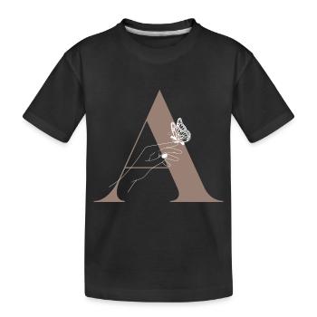 Magischer Schmetterlingsbuchstabe - Kinder Premium Bio T-Shirt - Schwarz - Vorne