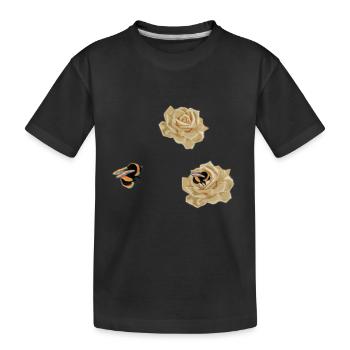 Abeille aimant les roses - T-shirt bio Premium Enfant - noir - Devant