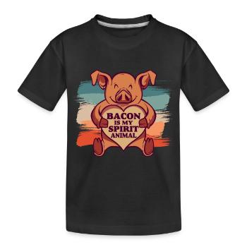 Le bacon est mon animal d’âme Drôle d’amateur de bacon - T-shirt bio Premium Enfant - noir - Devant