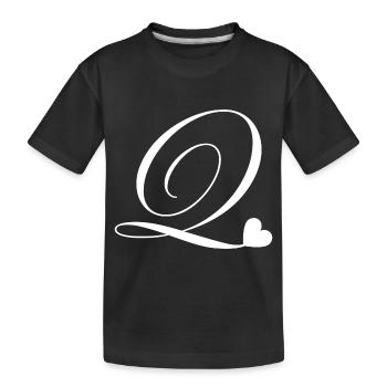 Lettre q calligraphie cœur - T-shirt bio Premium Enfant - noir - Devant
