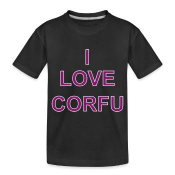 I Love Corfu - Kinder Premium Bio T-Shirt - Schwarz - Vorne
