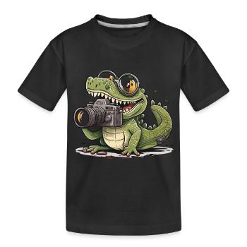 Snap Happy Reptile - Kids' Premium Organic T-Shirt - black - Front