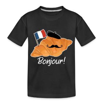 Bonjour Croissant - Lustiges französisches Essen - Kinder Premium Bio T-Shirt - Schwarz - Vorne