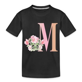 Lettre M avec fleurs - T-shirt bio Premium Enfant - noir - Devant