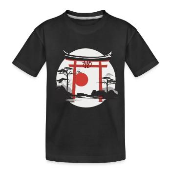 Rotes Torri Tor - Kinder Premium Bio T-Shirt - Schwarz - Vorne