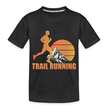 Trail Run Ultra Running Berg Trekking Laufen - Kinder Premium Bio T-Shirt - Schwarz - Vorne