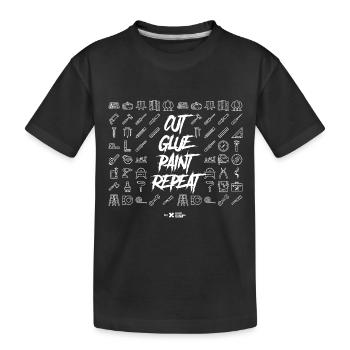 Ausschneiden, Kleben, Malen, Wiederholen - Kinder Premium Bio T-Shirt - Schwarz - Vorne
