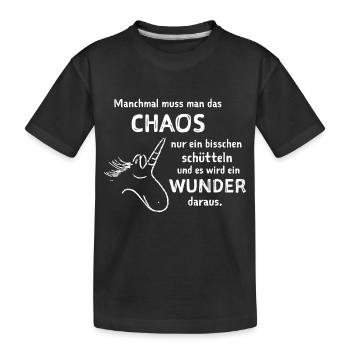 lustiger Spruch witzige Sprüche Chaos schütteln 2 - Kinder Premium Bio T-Shirt - Schwarz - Vorne