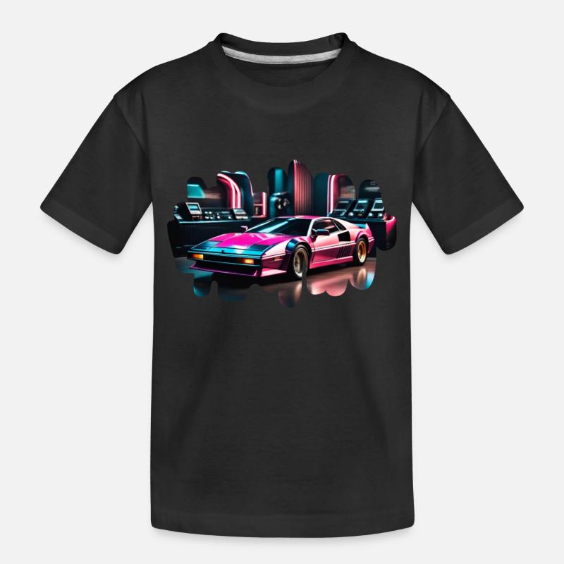 Voiture de sport rétro synthwave - T-shirt bio Premium Enfant - noir
