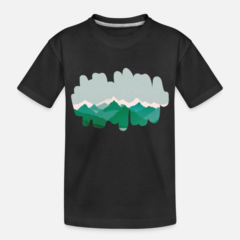Waldberge im Morgennebel - Kinder Premium Bio T-Shirt - Schwarz