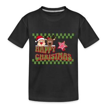 Fröhliche Weihnachten lustig - Kinder Premium Bio T-Shirt - Schwarz - Vorne