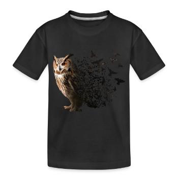 Eule - Kinder Premium Bio T-Shirt - Schwarz - Vorne