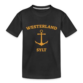 Westerland - Sylt - North Sea - Anchor - Seagull - Island - Kids' Premium Organic T-Shirt - black - Front
